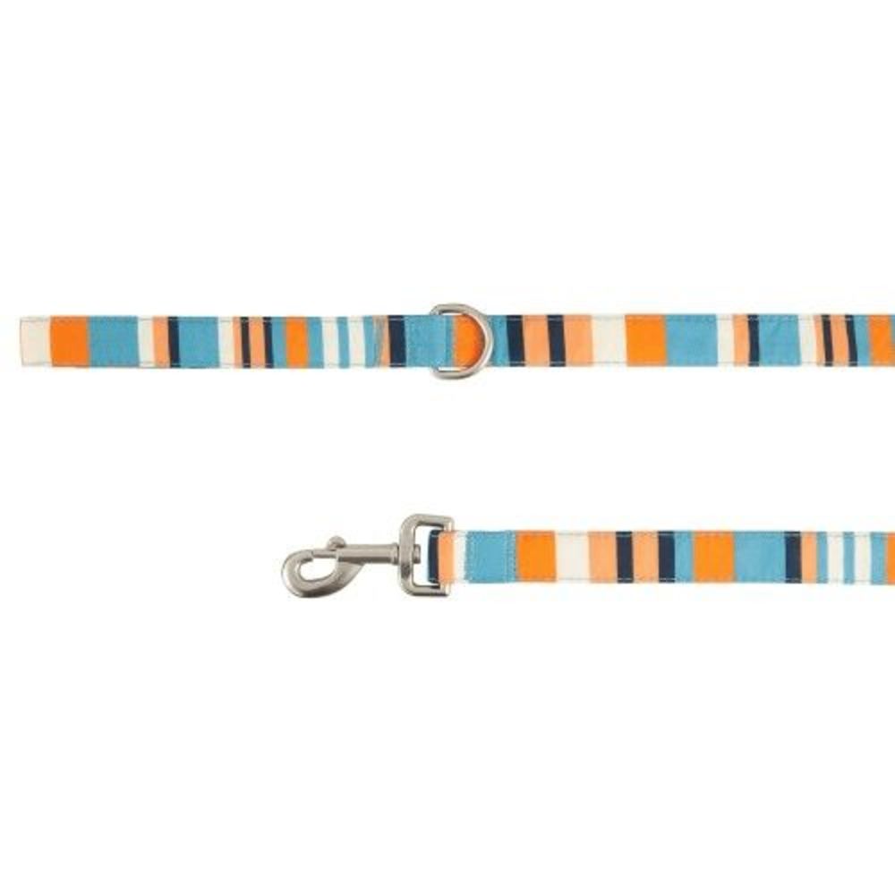 Top‎ Paw Comfort Dog Leash 4 FT Accessory Ring Orange Blue Striped